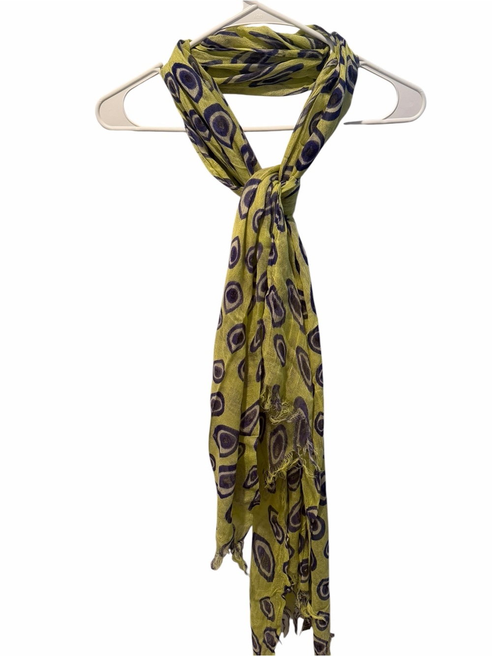 Raj Lime Green Blue Cotton Fringe Scarf Lightweight Boho Wrap NWT